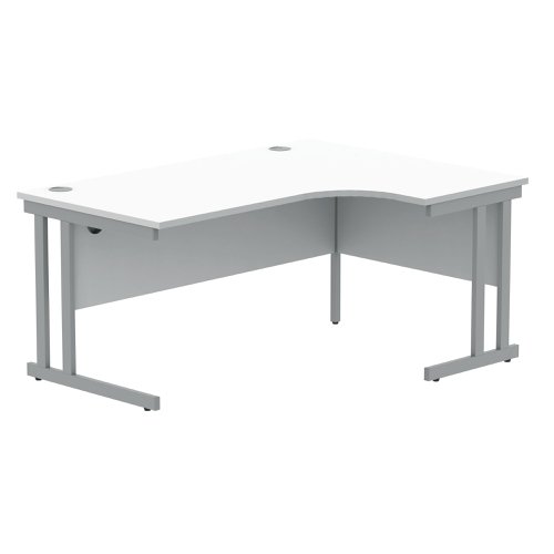 Polaris Right Hand Radial DU Cantilever Desk 1600x1200x730mm Arctic White/Silver KF882351