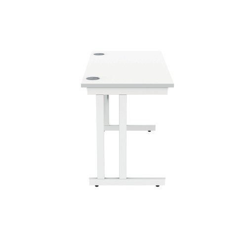 Polaris Rectangular Double Upright Cantilever Desk 1200x600x730mm Arctic White/White KF882352