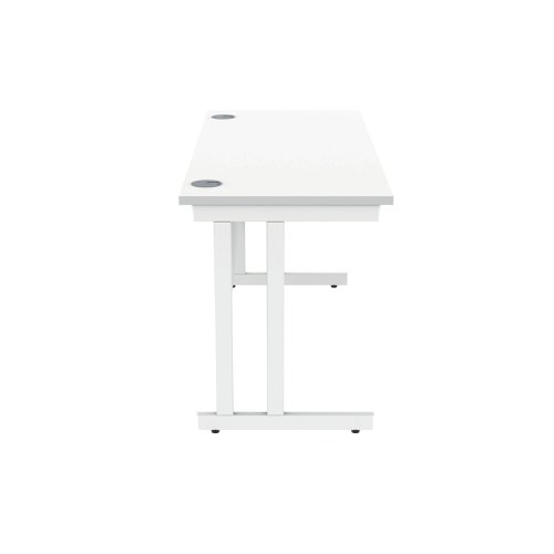 Polaris Rectangular Double Upright Cantilever Desk 1400x600x730mm Arctic White/White KF882353