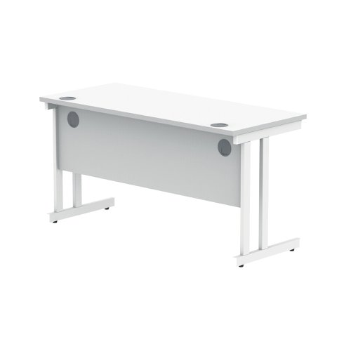 Polaris Rectangular Double Upright Cantilever Desk 1400x600x730mm Arctic White/White KF882353