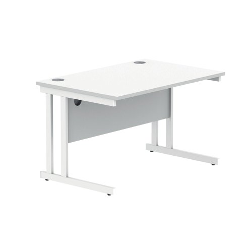 Polaris Rectangular Double Upright Cantilever Desk 1200x800x730mm Arctic White/White KF882355