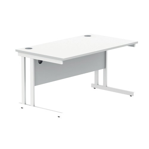 Polaris Rectangular Double Upright Cantilever Desk 1400x800x730mm Arctic White/White KF882356