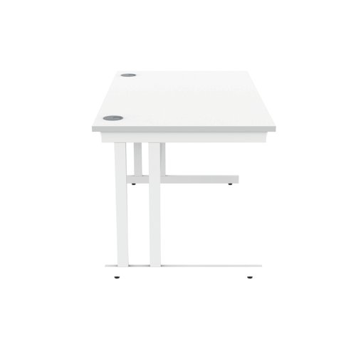 Polaris Rectangular Double Upright Cantilever Desk 1400x800x730mm Arctic White/White KF882356