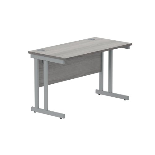 Polaris Rectangular Double Upright Cantilever Desk 1200x600x730mm Alaskan Grey Oak/Silver KF882360