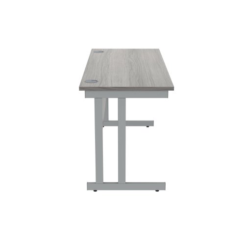 Polaris Rectangular Double Upright Cantilever Desk 1400x600x730mm Alaskan Grey Oak/Silver KF882361