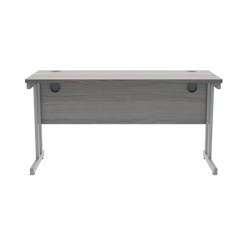 Polaris Rectangular Double Upright Cantilever Desk 1400x600x730mm Alaskan Grey Oak/Silver KF882361