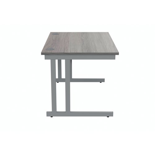 Polaris Rectangular Double Upright Cantilever Desk 1200x800x730mm Alaskan Grey Oak/Silver KF882363