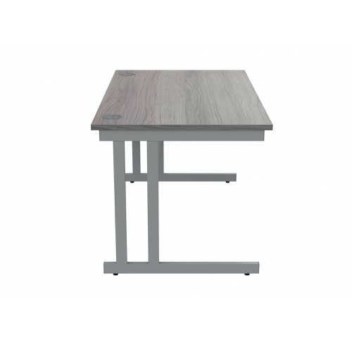 Polaris Rectangular Double Upright Cantilever Desk 1400x800x730mm Alaskan Grey Oak/Silver KF882364