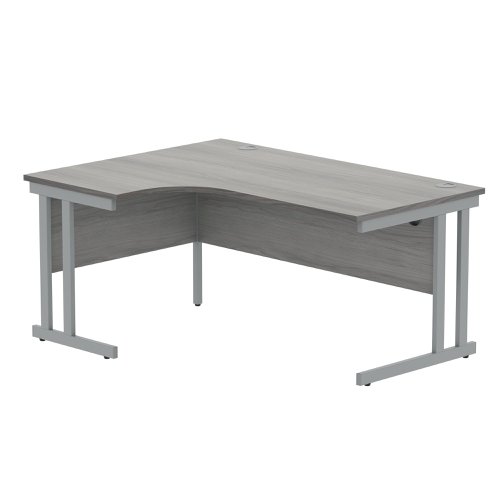 Polaris Left Hand Radial DU Cantilever Desk 1600x1200x730mm Alaskan Grey Oak/Silver KF882366