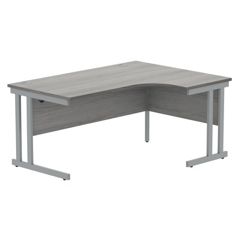 Polaris Right Hand Radial DU Cantilever Desk 1600x1200x730mm Alaskan Grey Oak/Silver KF882367