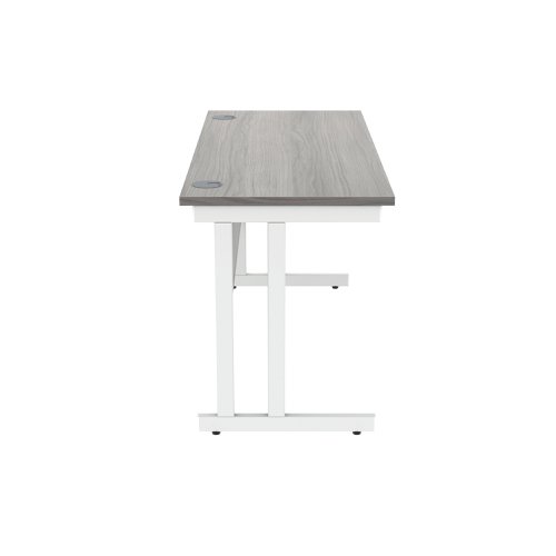 Polaris Rectangular Double Upright Cantilever Desk 1400x600x730mm Alaskan Grey Oak/White KF882369