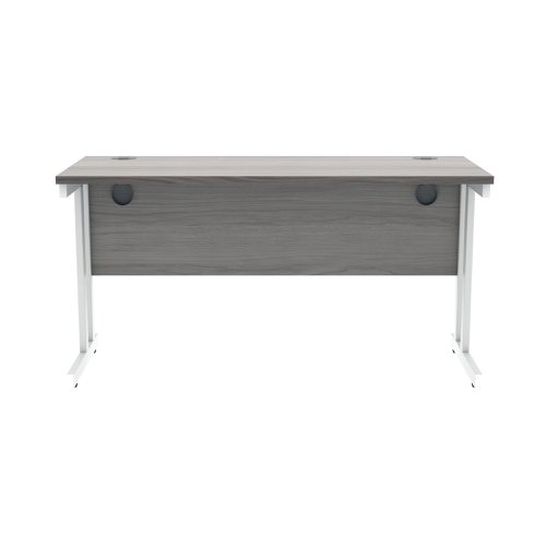 Polaris Rectangular Double Upright Cantilever Desk 1400x600x730mm Alaskan Grey Oak/White KF882369