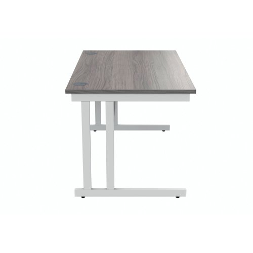 Polaris Rectangular Double Upright Cantilever Desk 1400x800x730mm Alaskan Grey Oak/White KF882370