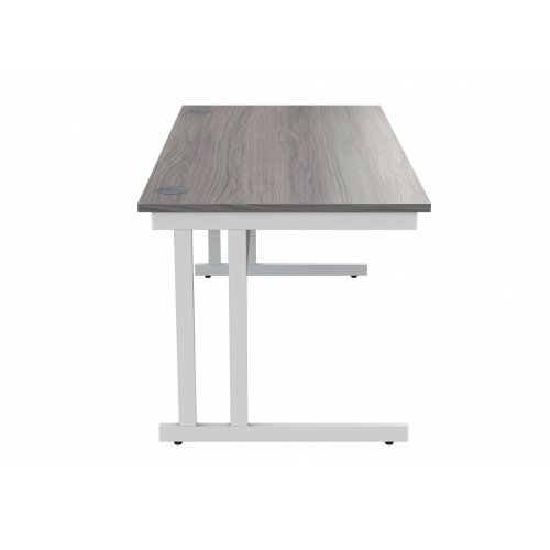 Polaris Rectangular Double Upright Cantilever Desk 1600x800x730mm Alaskan Grey Oak/White KF882371