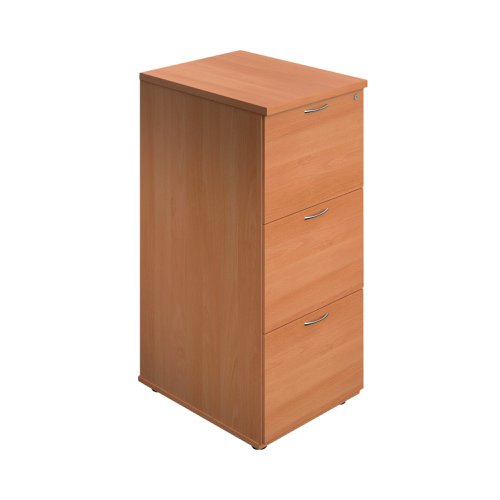 A must for any office, this sturdy three drawer wooden filing cabinet will help to keep your documents filed securely in A4 or foolscap hanging files. It is lockable, with an anti-tilt mechanism and 100% drawer extension.