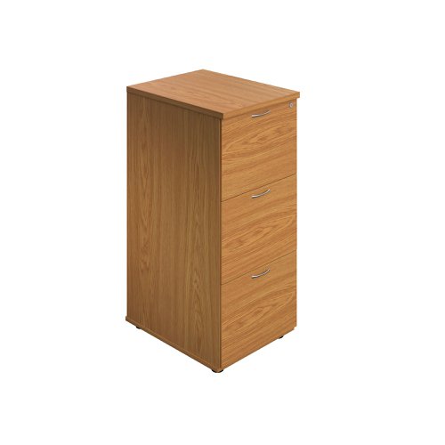 A must for any office, this sturdy three drawer wooden filing cabinet will help to keep your documents filed securely in A4 or foolscap hanging files. It is lockable, with an anti-tilt mechanism and 100% drawer extension.