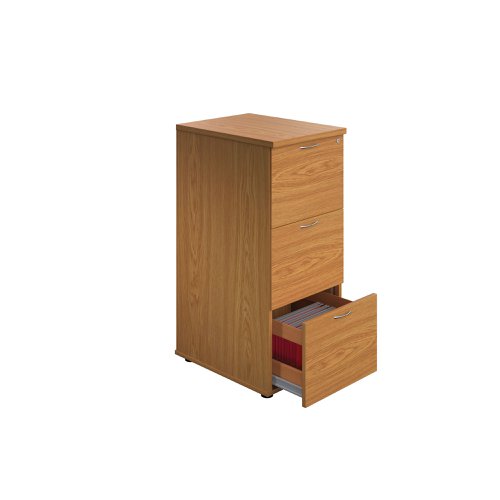 A must for any office, this sturdy three drawer wooden filing cabinet will help to keep your documents filed securely in A4 or foolscap hanging files. It is lockable, with an anti-tilt mechanism and 100% drawer extension.