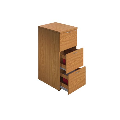 A must for any office, this sturdy three drawer wooden filing cabinet will help to keep your documents filed securely in A4 or foolscap hanging files. It is lockable, with an anti-tilt mechanism and 100% drawer extension.