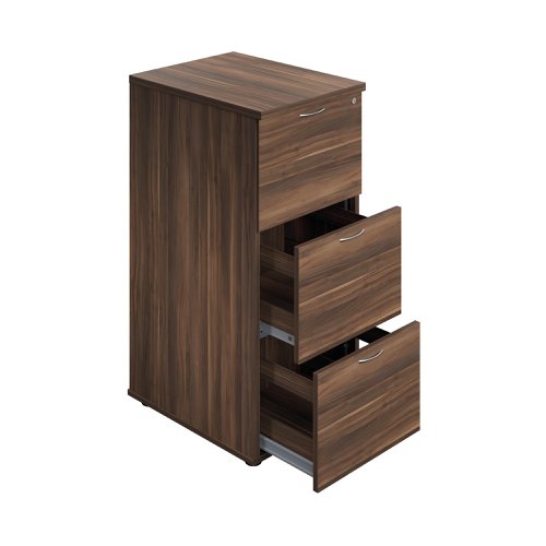 A must for any office, this sturdy three drawer wooden filing cabinet will help to keep your documents filed securely in A4 or foolscap hanging files. It is lockable, with an anti-tilt mechanism and 100% drawer extension.