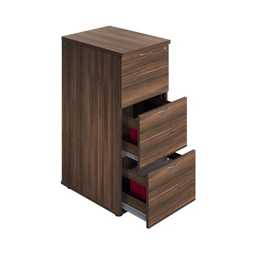 A must for any office, this sturdy three drawer wooden filing cabinet will help to keep your documents filed securely in A4 or foolscap hanging files. It is lockable, with an anti-tilt mechanism and 100% drawer extension.