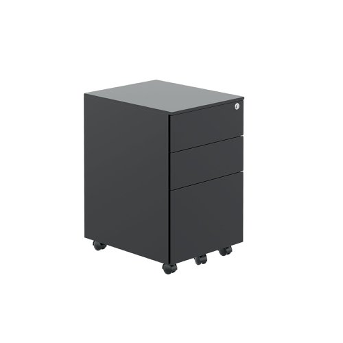 Jemini Contract Steel 3 Drawer Mobile Desk Pedestal 380x470x615mm Black KF90689