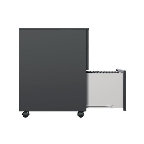 Jemini Contract Steel 3 Drawer Mobile Pedestal Slimline 300x470x615mm Black KF90691