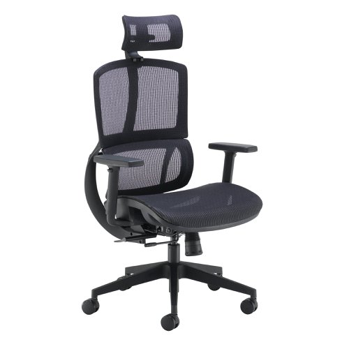 Arista Lena High Back Executive Chair 700x700x1120-1250mm Mesh Back Black KF90764