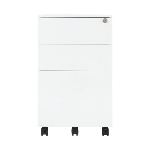 First 3 Drawer Under Desk Pedestal Steel 380x470x615mm White KF98514