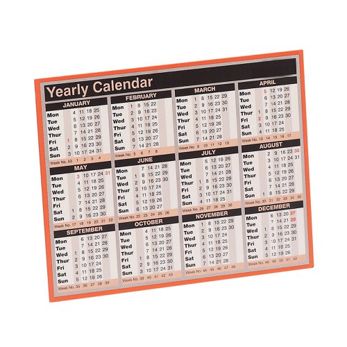 This practical year to view calendar allows you to see 12 months at a glance for quick reference. The handy design can be either wall mounted, or desk mounted using the fold out strut, and also features calendar week numbers, and previous and forward year calendars on the reverse for easy reference. This calendar measures 257 x 210mm.