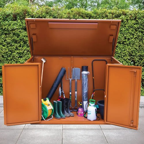 Safestor Ripon Lift-Up Lid Metal Garden Shed Clay Brown SFSC004-317