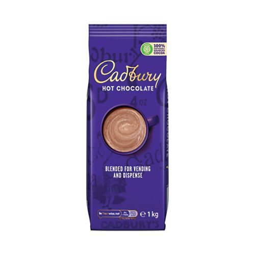 Delicious Cadbury vending hot chocolate powder. Delight your customers and staff with the No. 1 Hot Chocolate in the UK. 77 calories per serving (20g Cadbury One + 200ml water). Blended for vending and dispense.