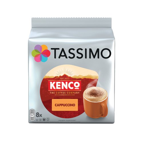 These Kenco cappuccino coffee pods create a smooth, well balanced and frothy coffee for a luxurious treat. Each pod creates the perfect cup of coffee. Each pack conatins 8 Kenco cappuccino pods compatible with Tassimo coffee machines.