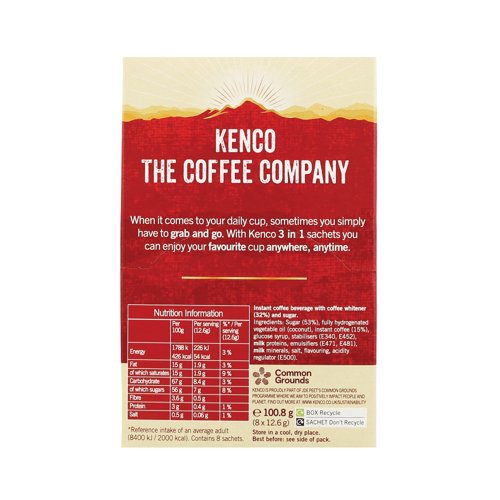 Kenco Smooth White Coffee with Sugar Sachets 12.6g (Pack of 8) FOKEN043