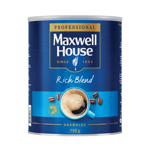 For a delicious instant coffee, Maxwell House granules are a great choice. Delivering a rich, full flavour without the hassle of roasting or grinding, the coffee is supplied in a 750g tin for fresh, ready to use coffee. The easy way to a rich, satisfying coffee, simply add boiling water for a refreshing morning or afternoon drink.