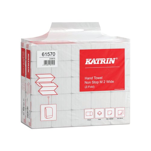 Katrin Classic Hand Towel Non Stop M2 Wide 160 Sheets White (Pack of 25) 61570