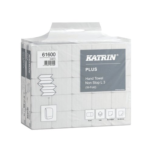 Katrin Plus Hand Towel Non Stop L3 Handy Pack x25 (Pack of 2250) 61600 KZ06160