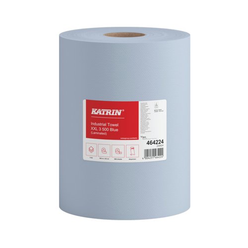 Katrin Classic Indl Hand Towel Roll Blue 500 Sheets Pack of 2 464224