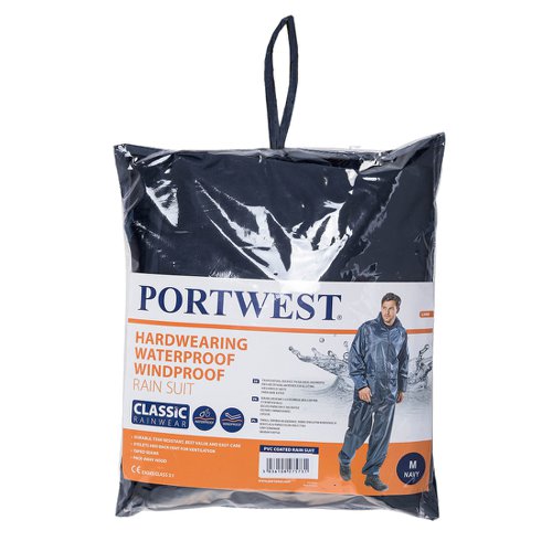 Portwest Essentials Rainsuit 2 Piece Suit L Navy