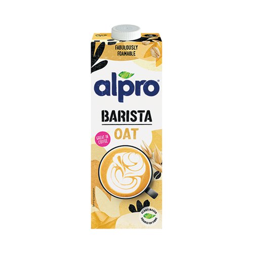 Made from European oats, this smooth, creamy tasting oat milk is perfect for making coffee. Whether frothy or flat, piping hot or poured over ice, the mild oat taste of Alpro Barista Oat brings out the very best in coffee beans. Containing only naturally occurring sugars, this oat milk is frothable, foamable and contains no added sugars. Supplied in a pack of 12 1L cartons.