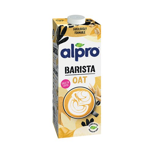 Made from European oats, this smooth, creamy tasting oat milk is perfect for making coffee. Whether frothy or flat, piping hot or poured over ice, the mild oat taste of Alpro Barista Oat brings out the very best in coffee beans. Containing only naturally occurring sugars, this oat milk is frothable, foamable and contains no added sugars. Supplied in a pack of 12 1L cartons.