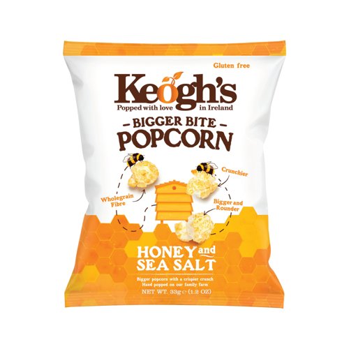 Keogh's Bigger Bite Honey and Sea Salt Popcorn Bag (Pack of 24) 756428