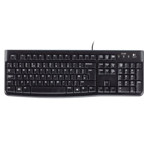 Logitech K120 Business Keyboard Spill Resistant Low Profile Quiet Keys Black 920-002524