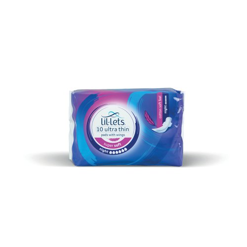 Lil-Lets Supersoft Sanitary Pads Night Ultra with Wings x10 (Pack of 24) 94LSPNT-CH