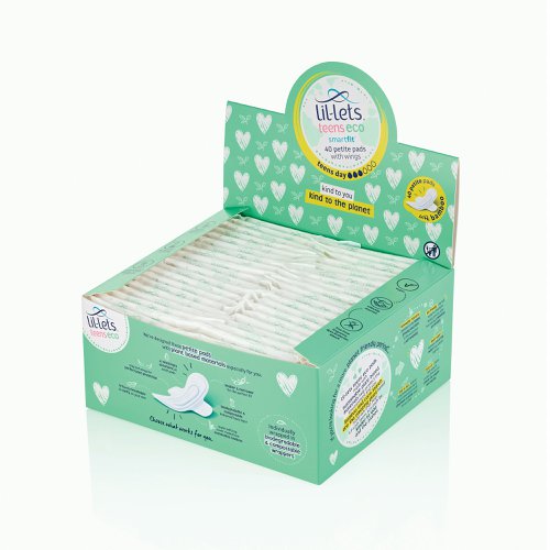 Lil-Lets Teens Eco Sanitary Pads Wrapped with Wings (Pack of 40) 94TECODY40