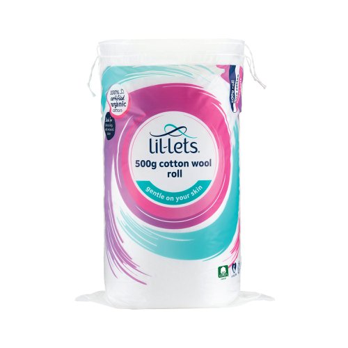 Lil-Lets Cotton Wool Roll 500g (Pack of 12) 99CRL500CO