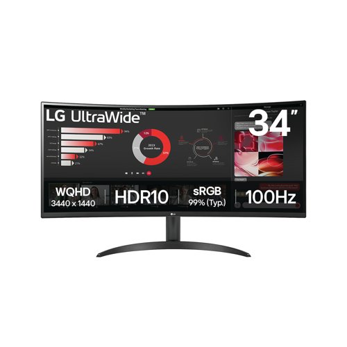 LG 34in Monitor Ultrawide QHD With HDMI + DP 34WR50QK-B.AEK