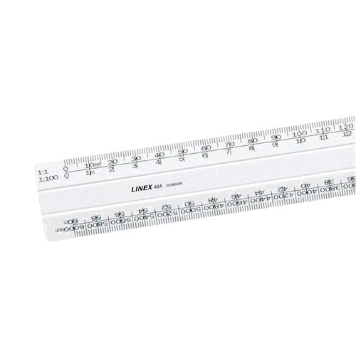 Linex Flat Scale Ruler 1:1 1:20-500 30cm White LXH 434