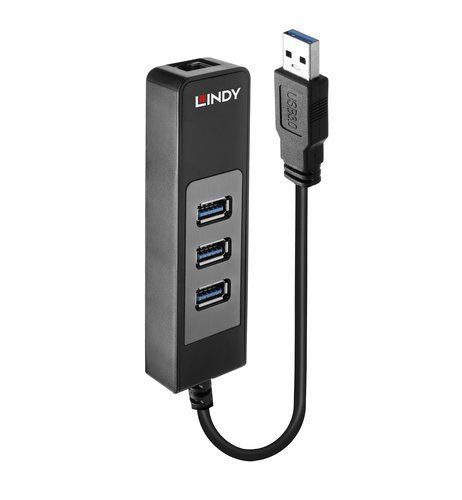 Lindy USB 3.0 Hub and Gigabit Ethernet Converter 43176