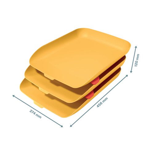 Leitz Cosy Letter Tray A4 Warm Yellow (Pack of 3) 53582019 Letter Trays LZ12625