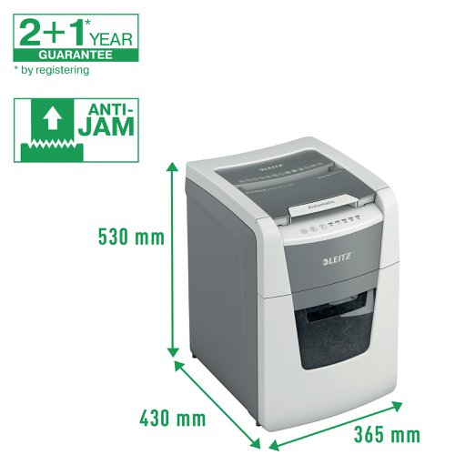 Leitz IQ Autofeed Small Office 100 Automatic Cross-Cut Paper Shredder P-4 White 80111000